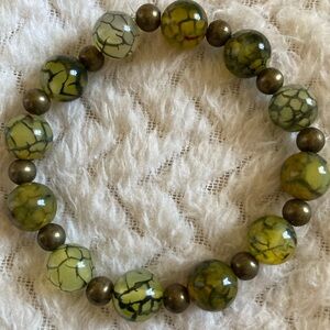 Elegant Green Dragon Vein Beaded Bracelet